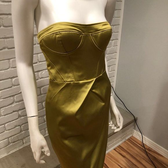 CHARTRUESE BUSTIER CORSET DRESS STRUCTURED BONED BUSTIER HIGH WAIST BELOW KNEE - Picture 2 of 15